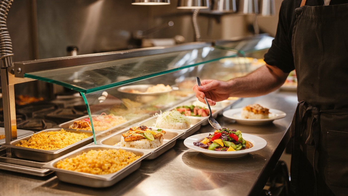 Línea de servicio de un comedor industrial